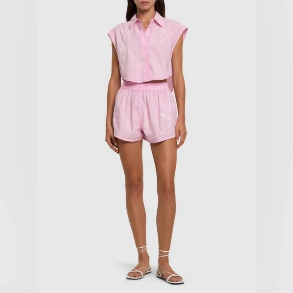 *SET* ALEXANDER WANG Matching Poplin Cropped Sleeveless Top & Shorts Size XS NWT